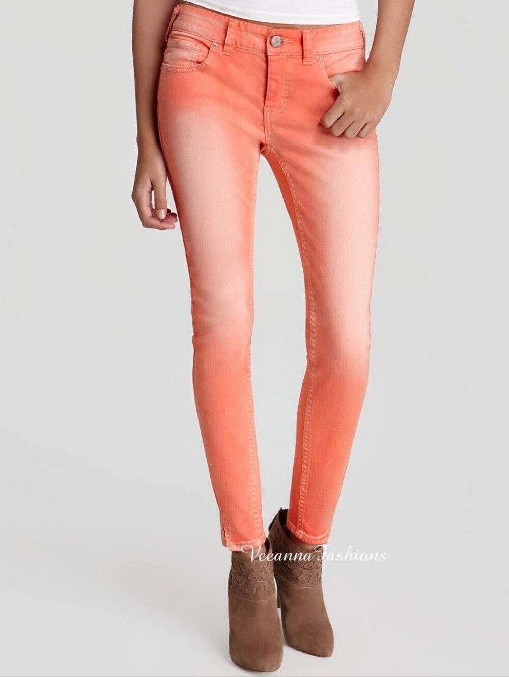 We the Free People orange dye 5 pocket ankle crop jean 27
